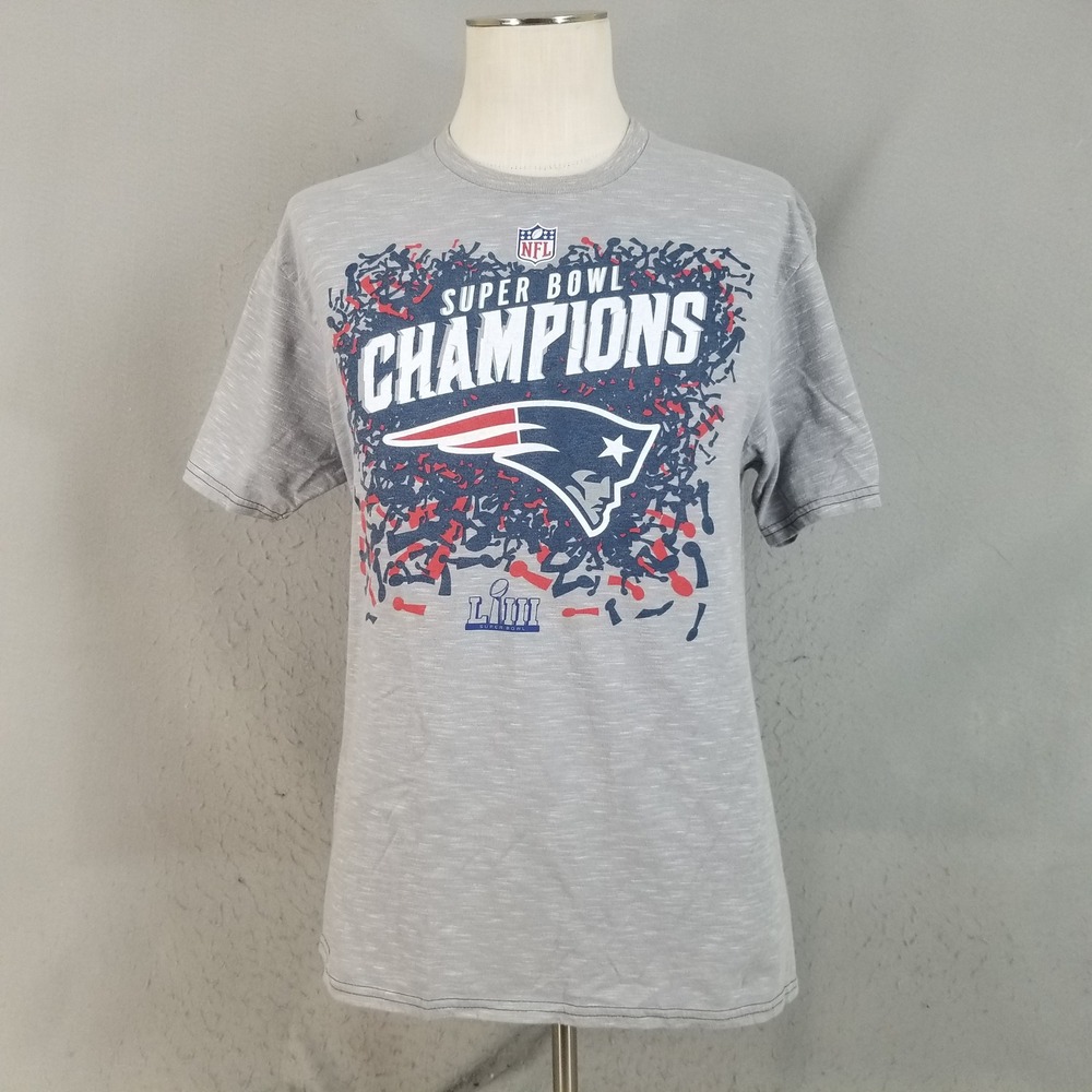 Fanatics T-Shirt Mens L Gray New England Patriots Super Bowl LIII Champions Slub